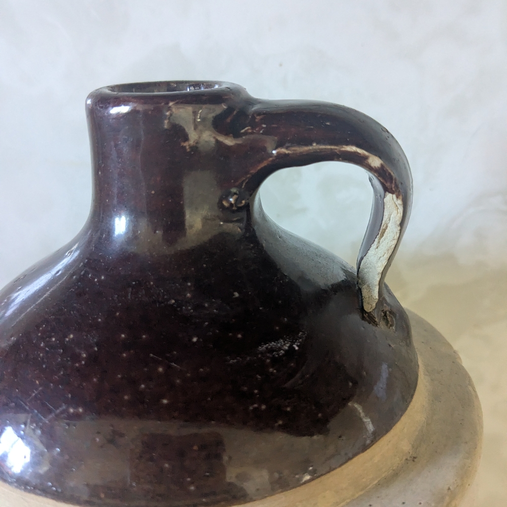 Vintage Two-Tone Ceramic Jug Brown and Cream - Picture 6 of 6